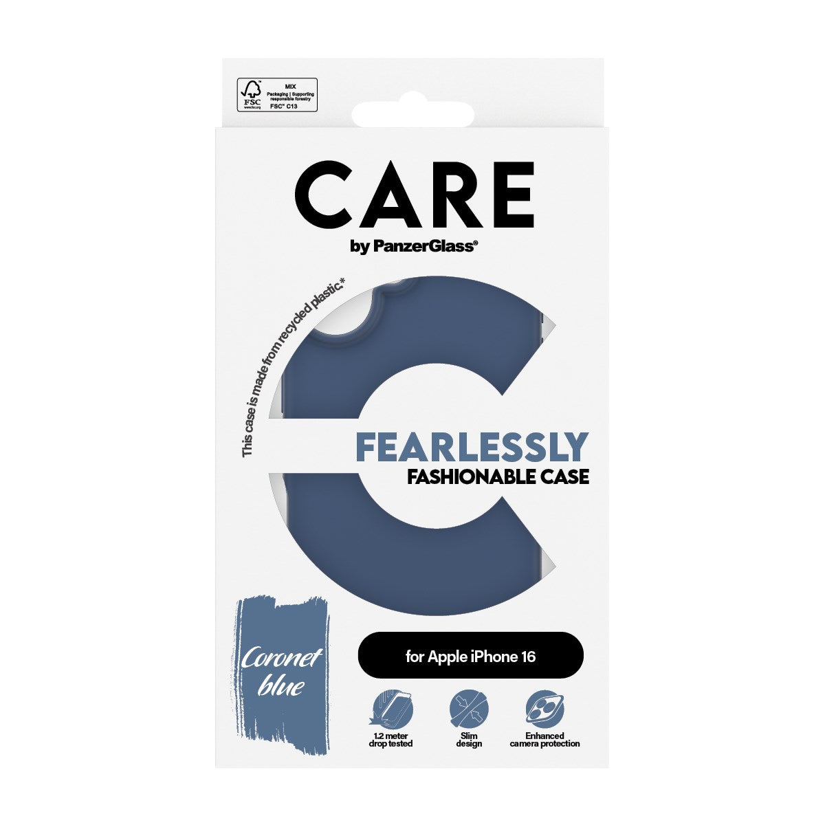 CARE by PanzerGlass® Fashionable Case Blue iPhone 16